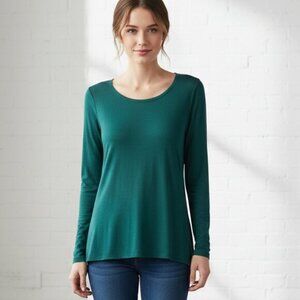 Aritzia Babaton Top long sleeve draped back Forest Green Size XS